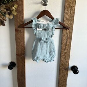 New Emily & Oliver Cotton Muslin Ruffle Romper & Headband 24 Months Baby Girl
